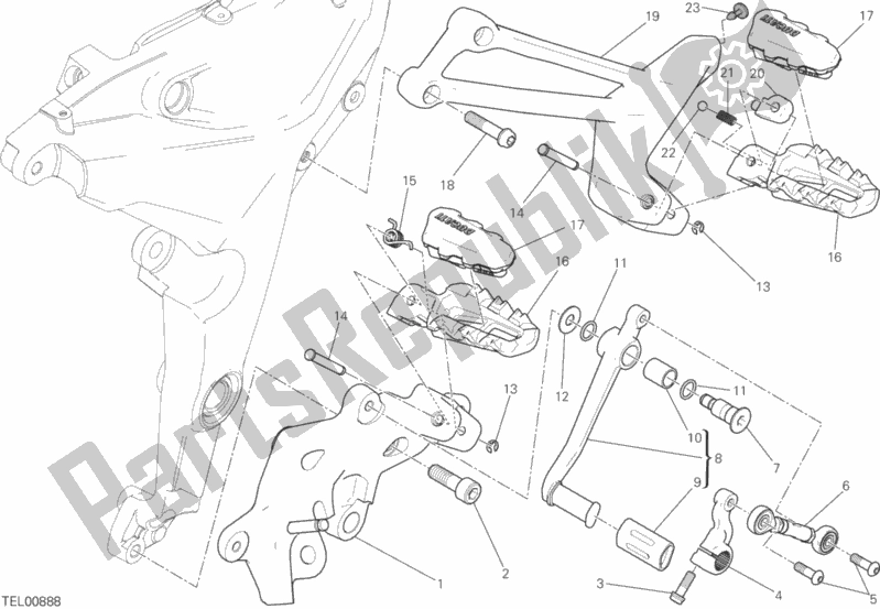 All parts for the Footrests, Left of the Ducati Multistrada 1200 S Touring USA 2015
